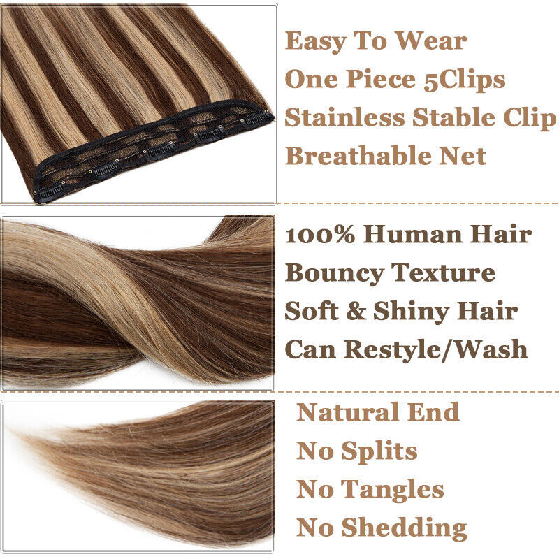 CLEARANCE One Piece Clip in Wavy Curly 100% Remy Human Hair Extensions Remy 24″