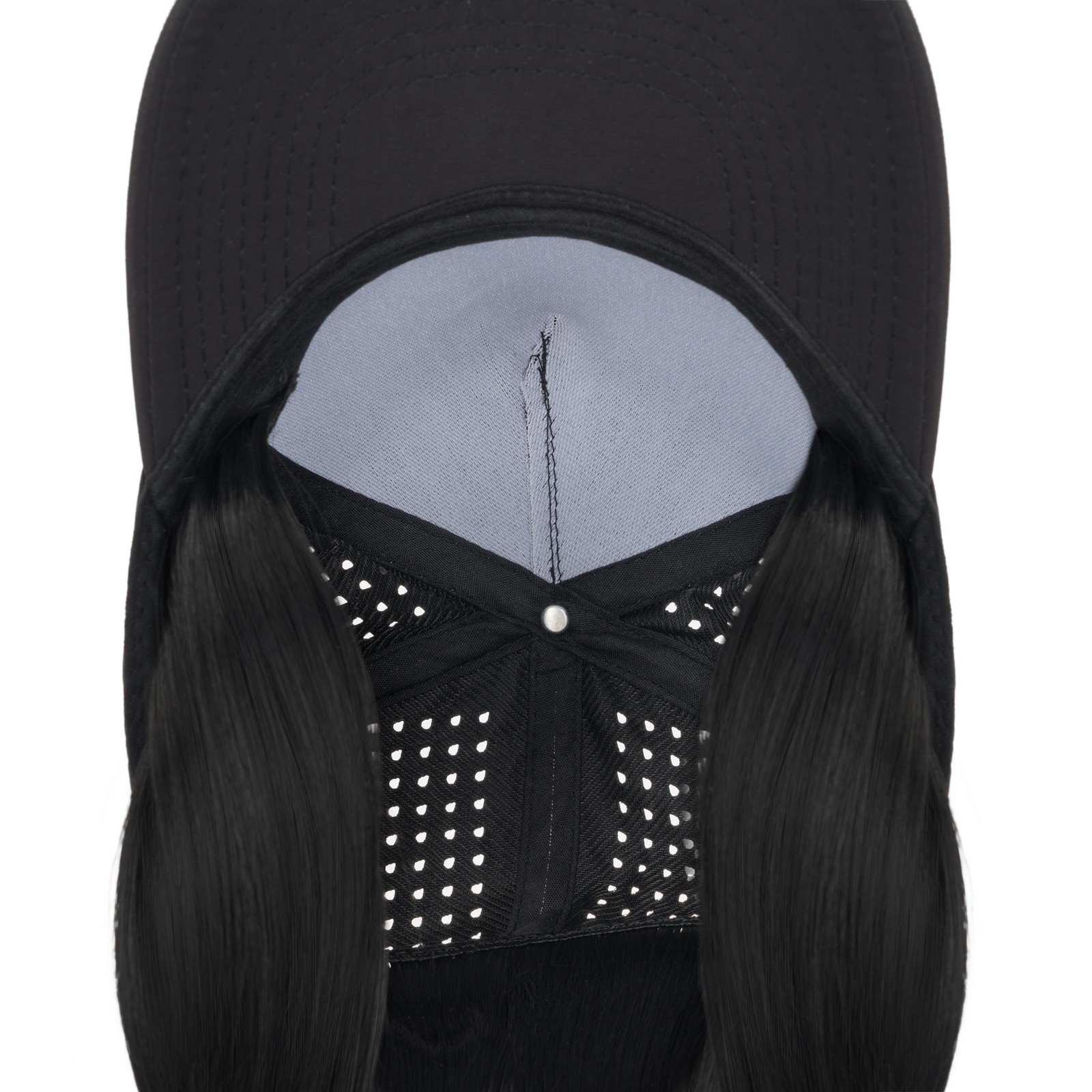 Natural Women Baseball Cap with Hair Extensions Hat with Hairpiece Straight 8in