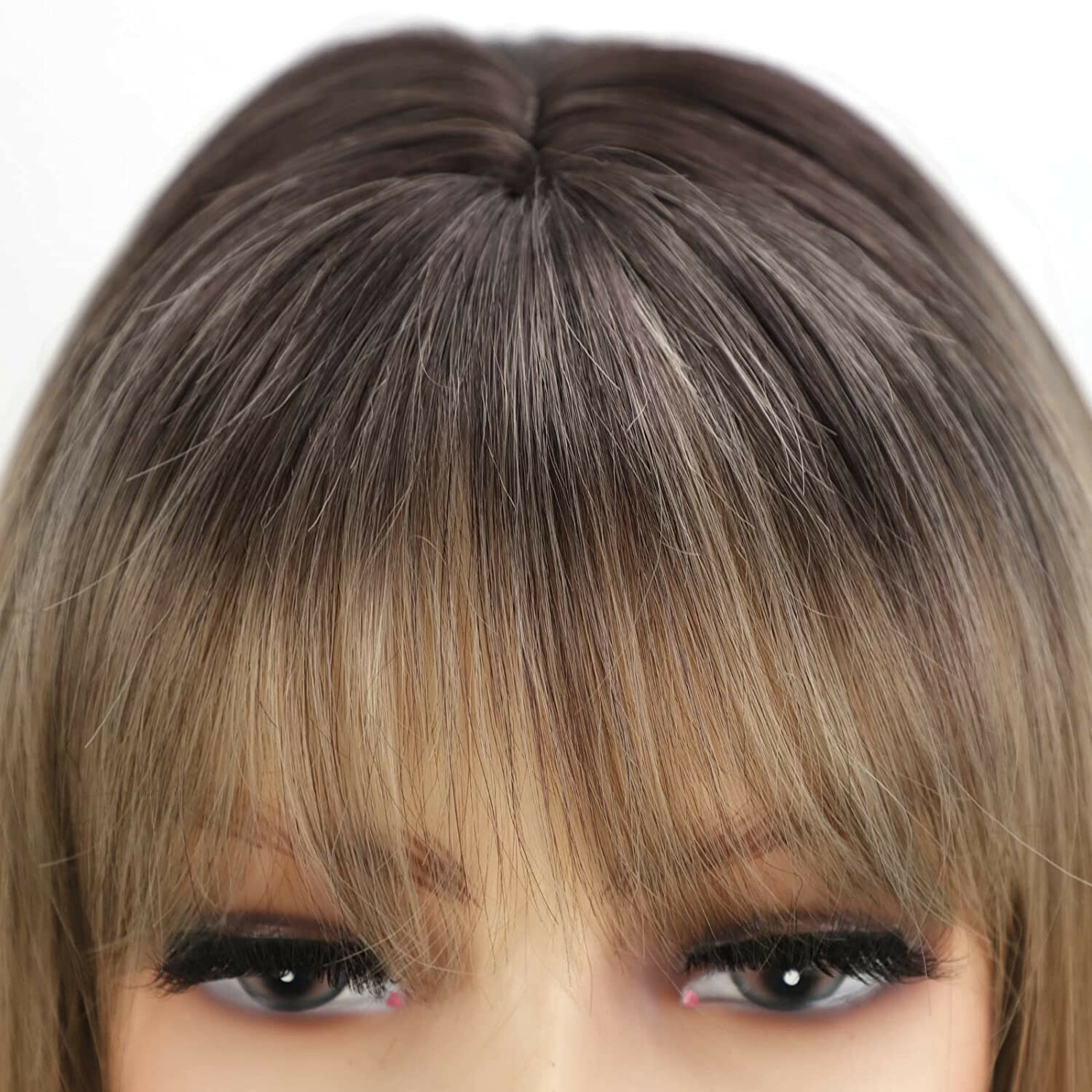 12″ Ombre Blonde Shoulder Length Bob Wig women HAIRCUBE dark roots center scalp