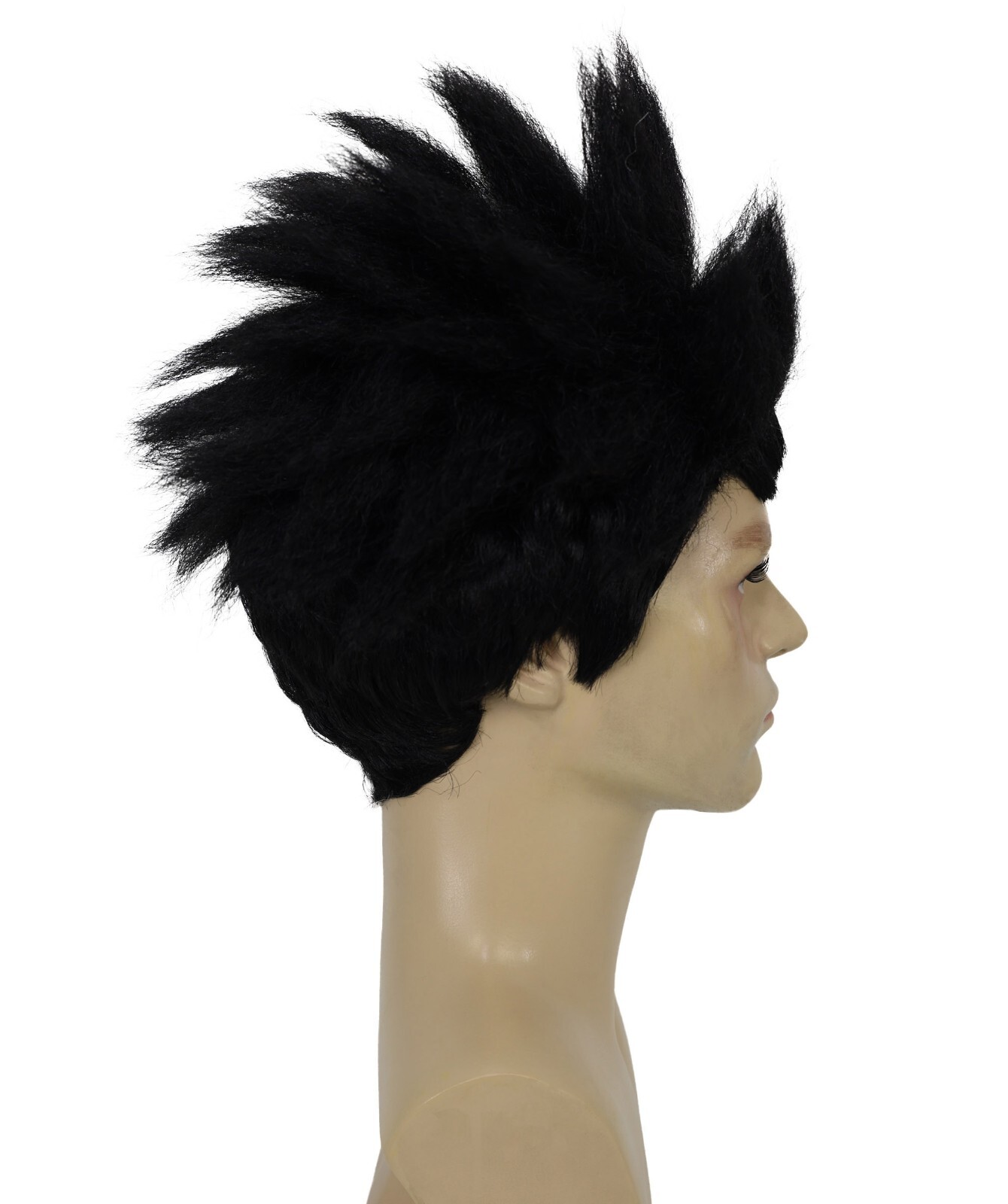 HPO Adult Men’s Anime Spiky Black Wig, Flame-retardant Synthetic Fiber