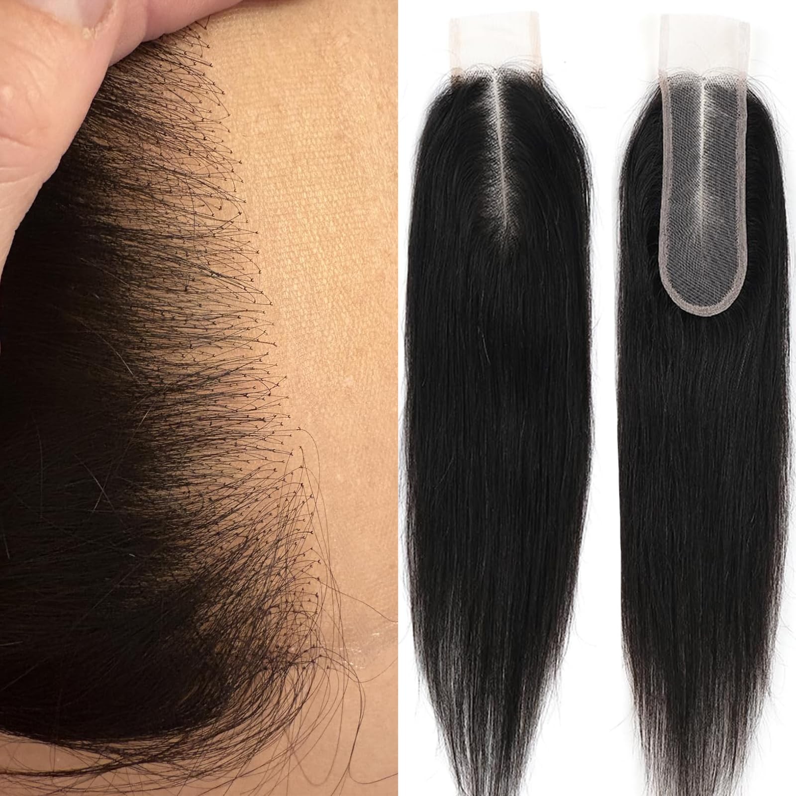 2×6 14 inch HD Lace Closure Human 14 Inch – 2×6, Natural Black – Straight