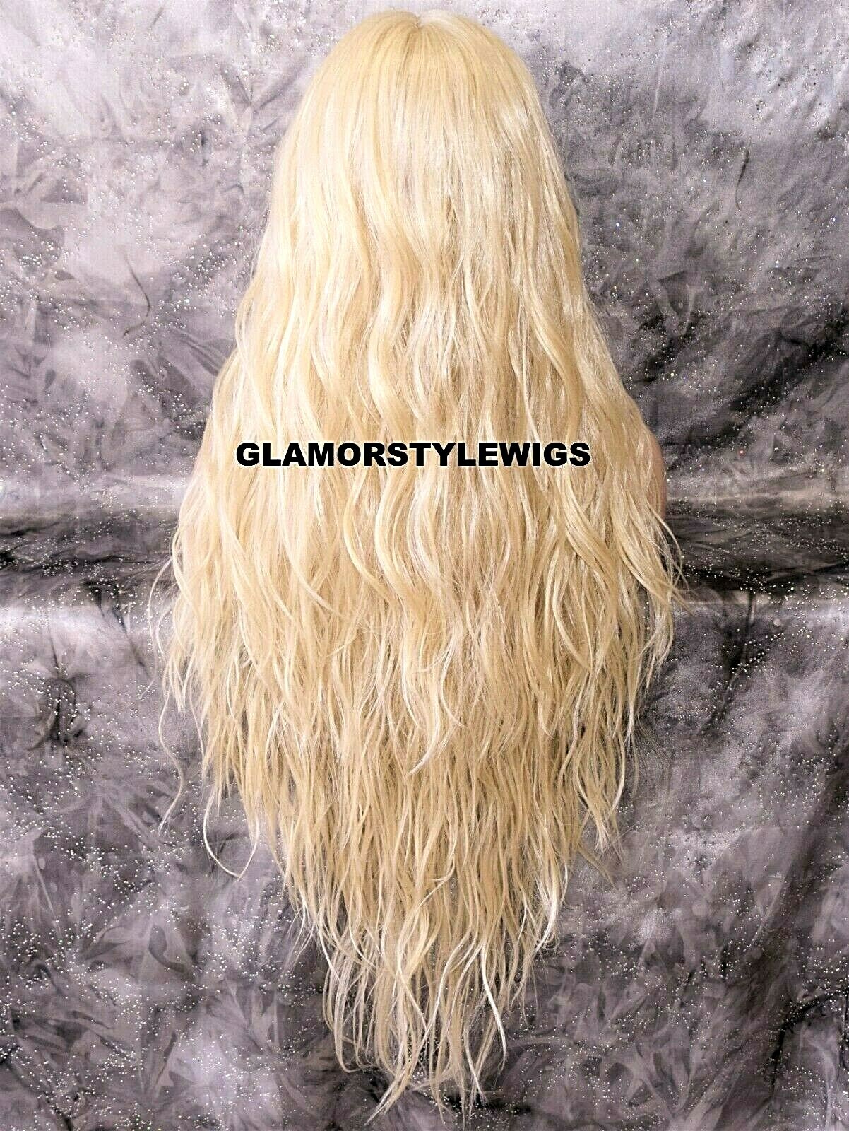 3 WAYS PART LACE FRONT FULL WIG EXTRA LONG WAVY LAYERED BLEACH BLONDE HEAT OK