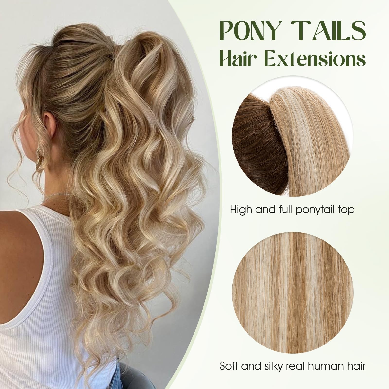 Charites Ponytail Extension 18 Inch Claw Clip Ponytail Extension Human Hair
