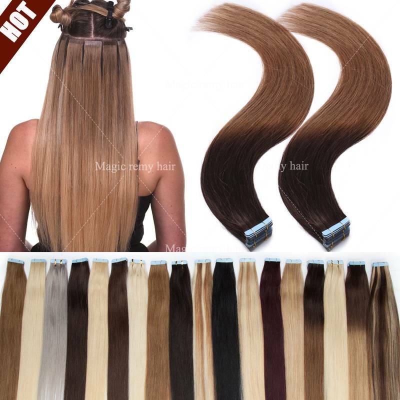 US CLEARANCE Seamless Tape in Remy Human Hair Extensions 20 40 60 PCS Full Head