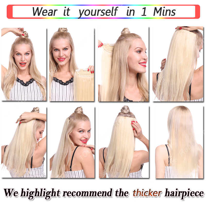 AAAA+ One Piece 100% Remy Clip In Human Hair Extensions 3/4 Full Head Weft US