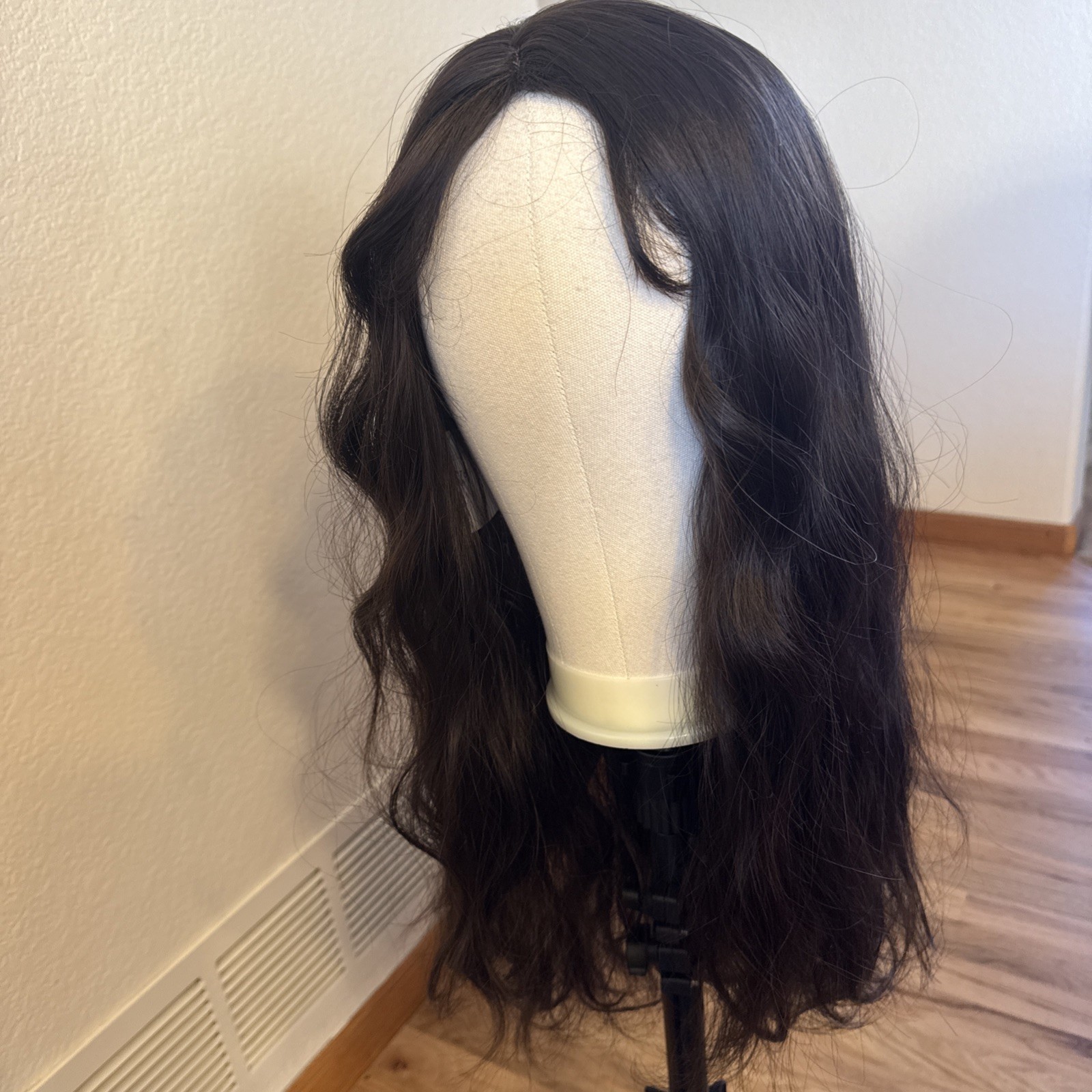 Hairline Lace Frontal Wig 26”So Soft Beautiful Black 1 Front Curtain Bang 271