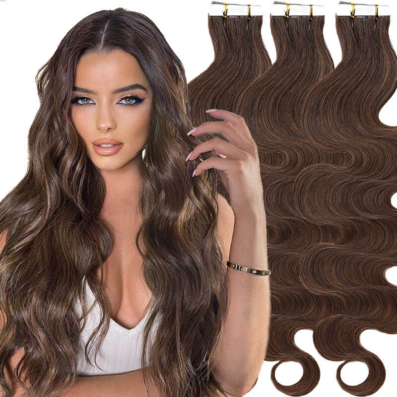 200G Thick Tape In Remy 100% Real Human Hair Extension Wave Straight Skin Weft