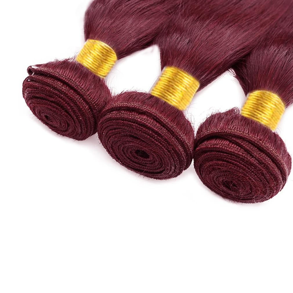 Vinmdonm 99J Burgundy Bundles Burgundy Straight Human Hair 3 Bundles 14 16 18