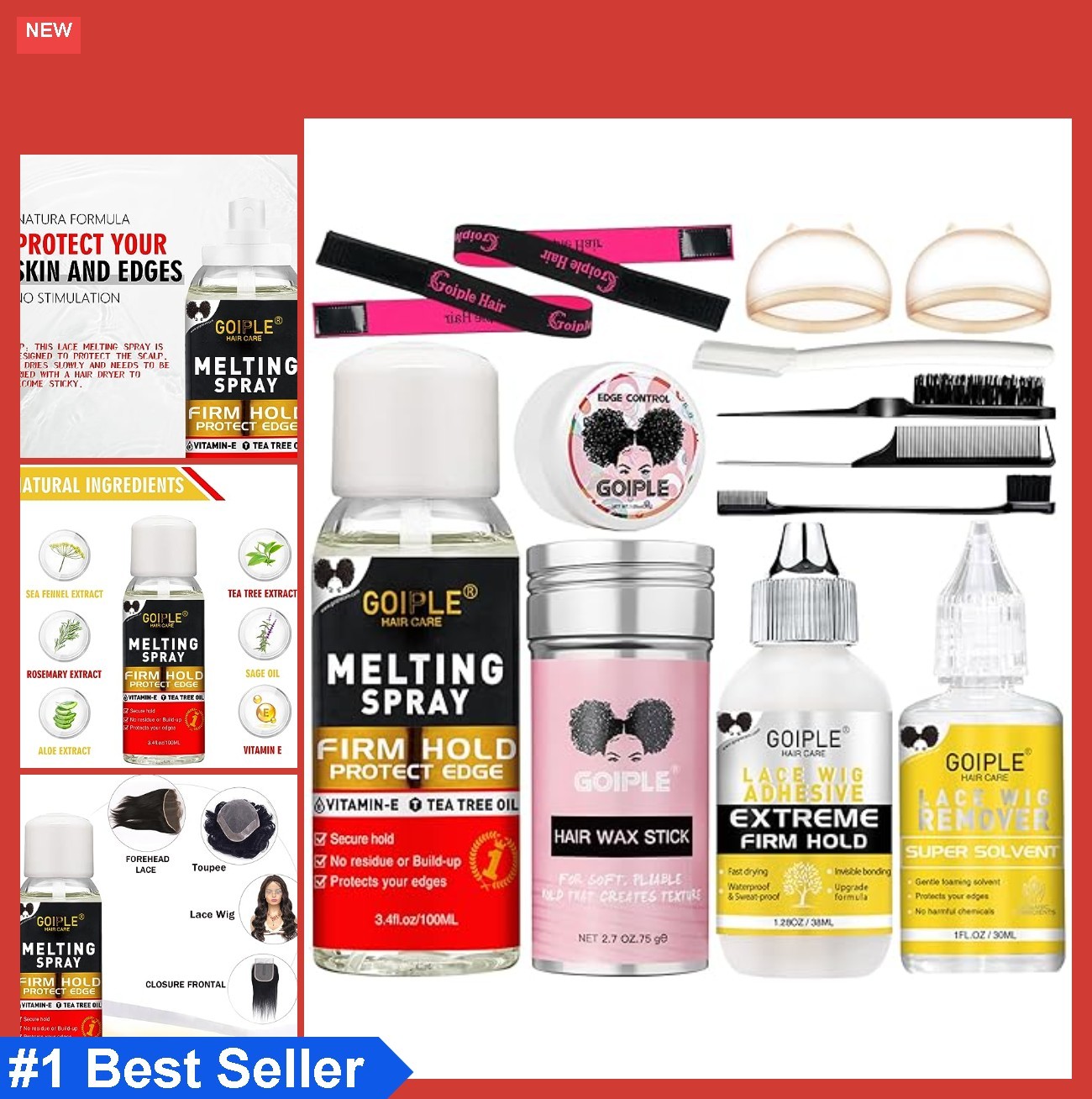 Hair Extension Adhesive Spray Kit 12 Piece Lace Front Wig Glue and Remover Set