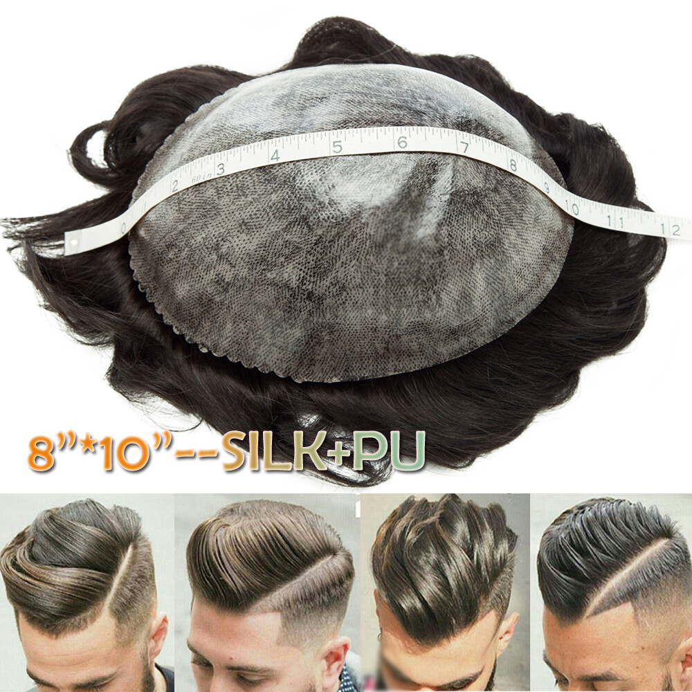 Indian Remi Human Hair Topper Short Wavy Toupee Hairpiece System Top Wig For Man