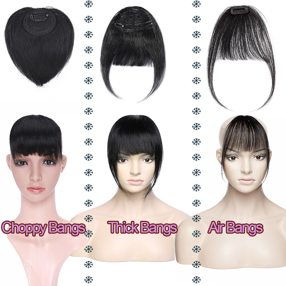 Thin Thick Fringe Bangs 100% Remy Human Hair Extensions Clip In Front Hairpiece