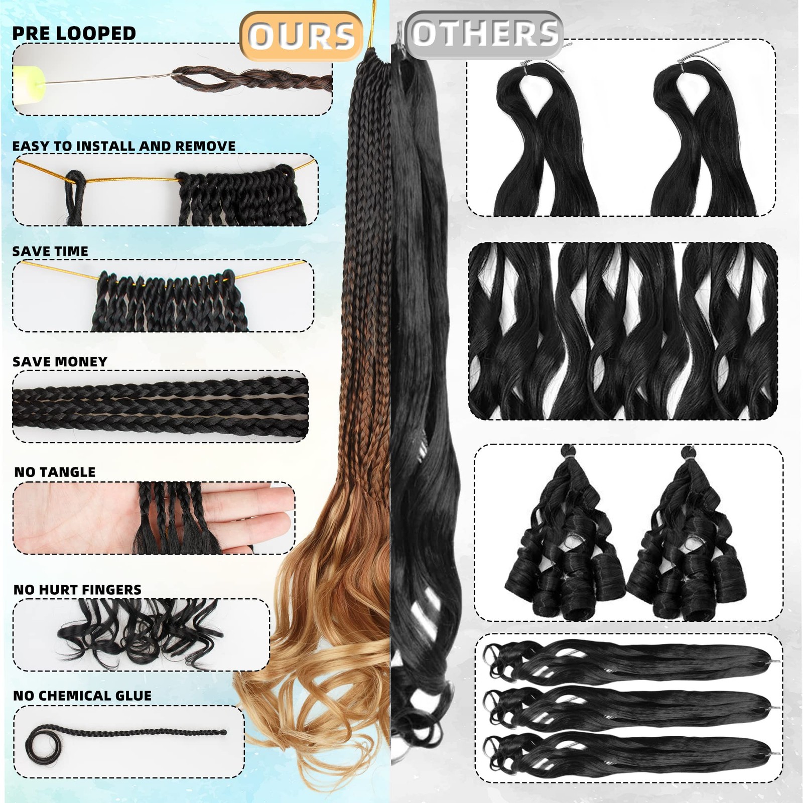 Hahoness French Curl Braids Crochet Hair For Black Women – 14 Inch 8 Packs