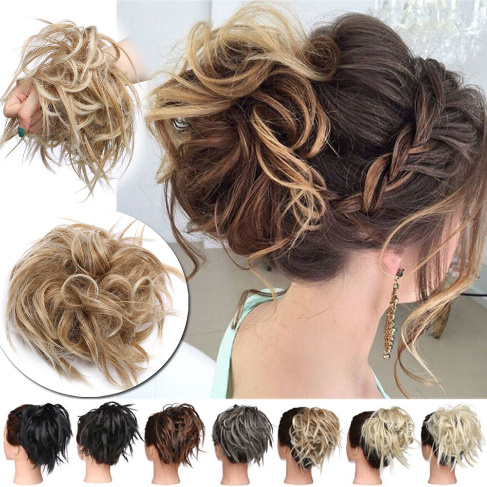 NEW ARRIVALS! Long Messy Curly Bun Real As Human Hair Extensions Ombre Fly-a-way