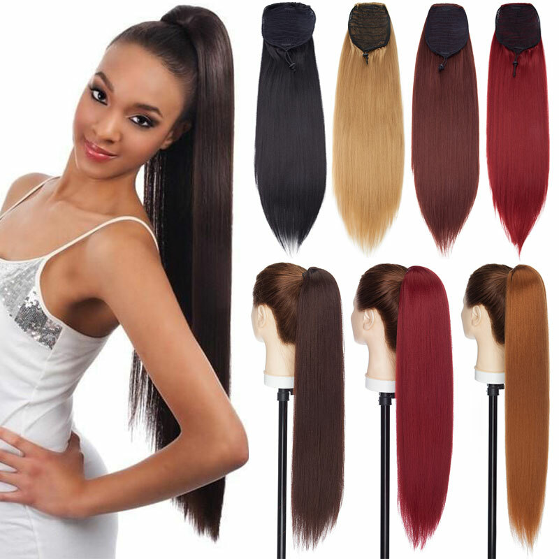 Natural Drawstring Ponytail Clip In Ponytail Extension Hair Wrap Around Ponytail