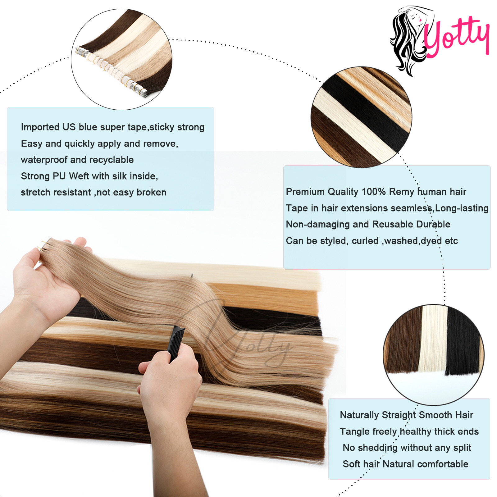 Invisible Tape in Human Hair Extensions Skin Wefts Russian Remy Hair BestQuality