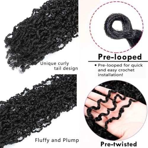 Boho Passion Twist Crochet Hair 20″ – 8 Packs Black Pre 20 Inch #1B(Black)