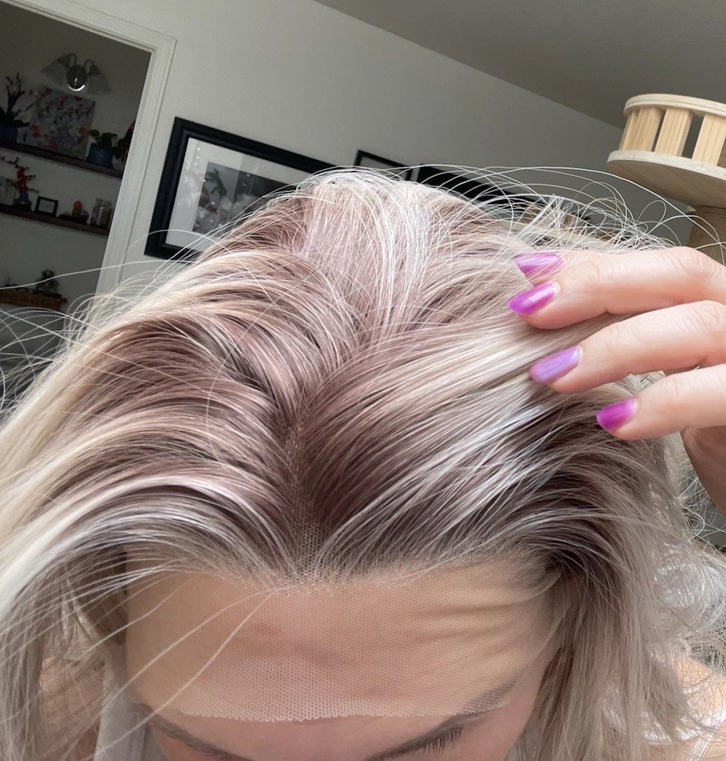 Blond with Mermaid Rainbow Colors Underneath Wig 20 Inches Long