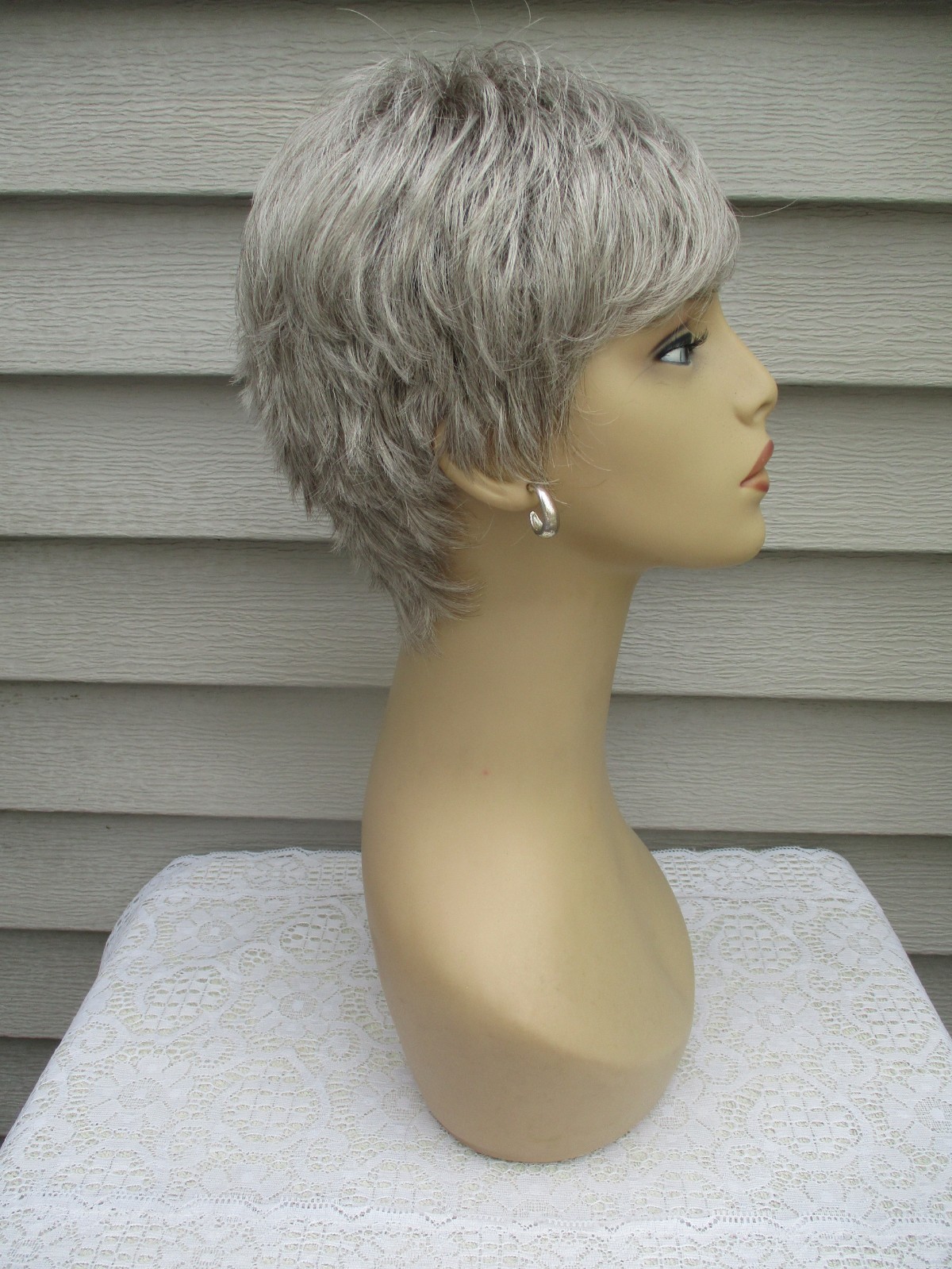 Paula Young Wig RICKI Style A4163 Color #56 SILVER Gray Modern Pixie Style READ