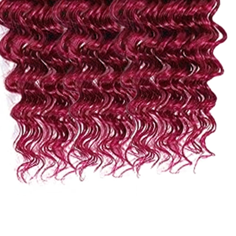 Burgundy Human Hair Bundles 99J Deep Wave 3 Bundles 34 34 34 inch 300g 8A Brazil