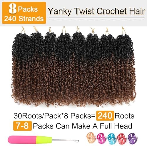 8 Inch Yanky Twist Crochet Hair for Black Women 8 8 Inch (Pack of 8) OT30