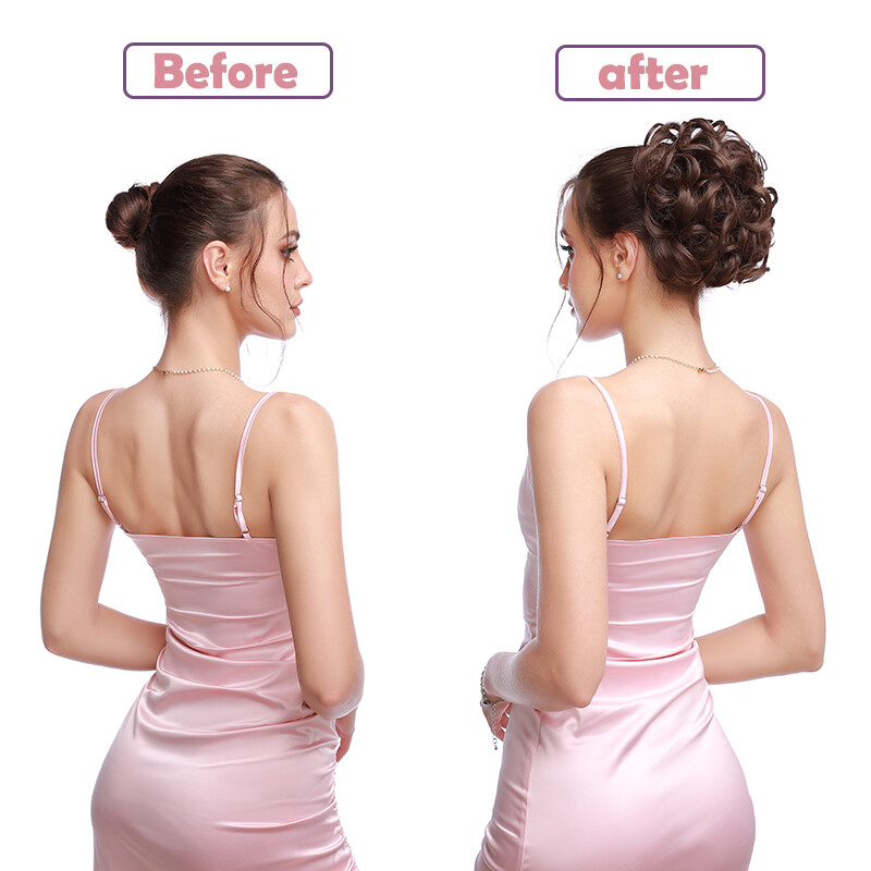Messy Curly Extra Thick Bun Chignon Hair Piece with Comb Clip in Hair Extensions