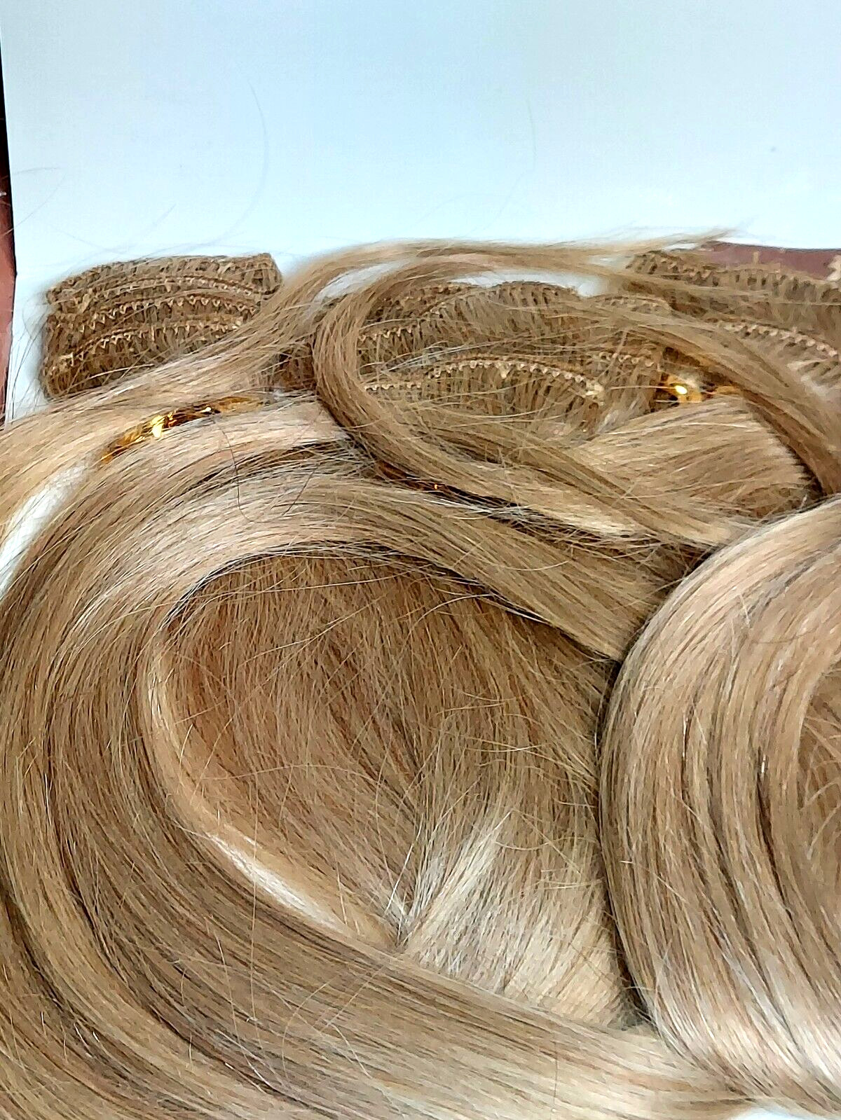 3 bundle Blonde Clip Hair Extension Silky 100% Remy Human Hair 19″