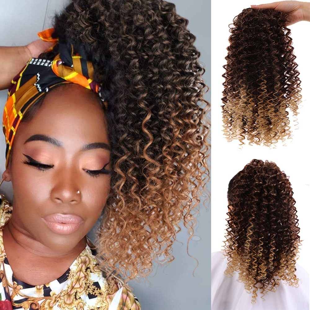 14″ Afro Kinky Curly Ponytail Deep Curly Pony Tail Drawstring Clip in Hairpieces