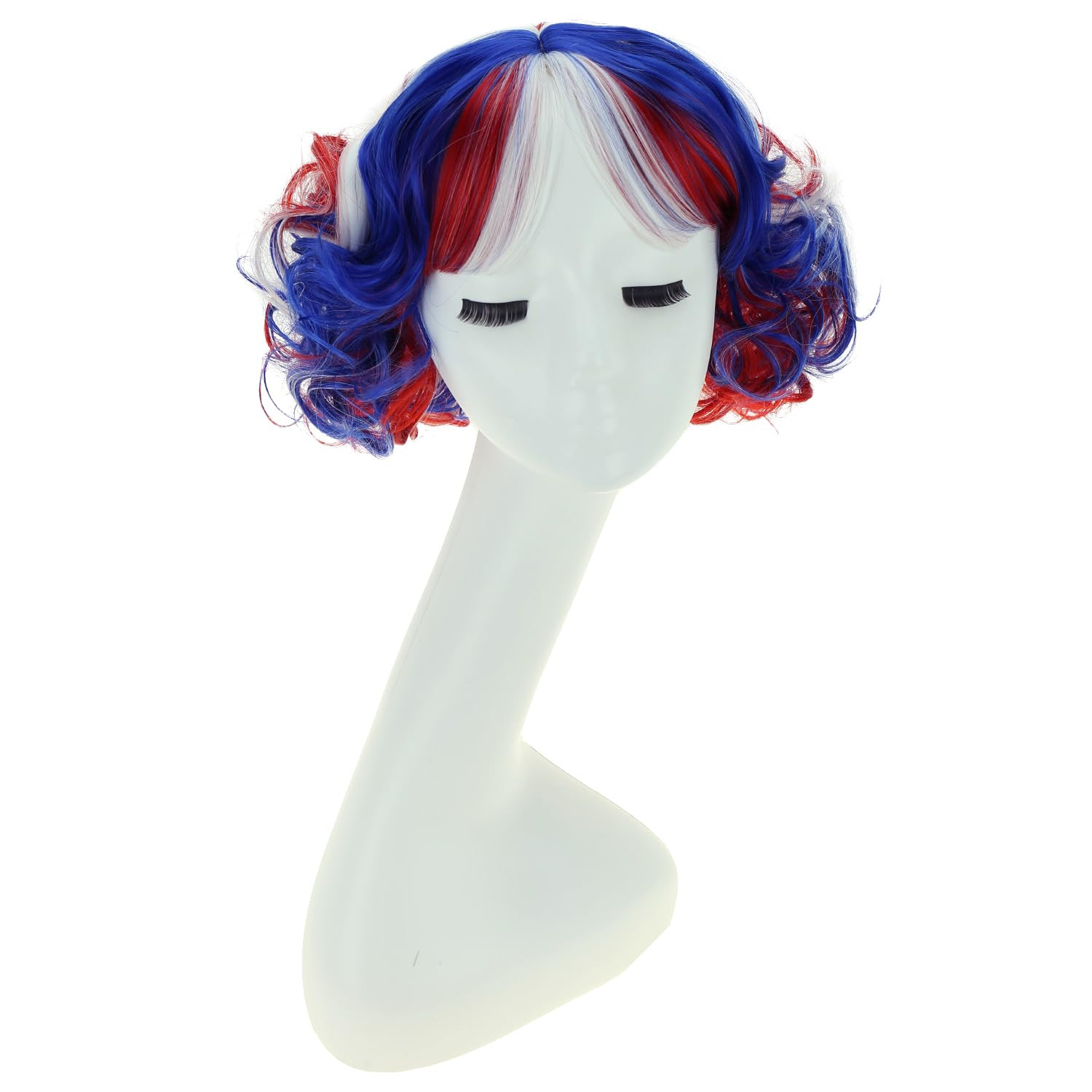 4Th of July Wig Women Girls Red White Blue Short Fluffy Bob Bangs | 4Th of July,