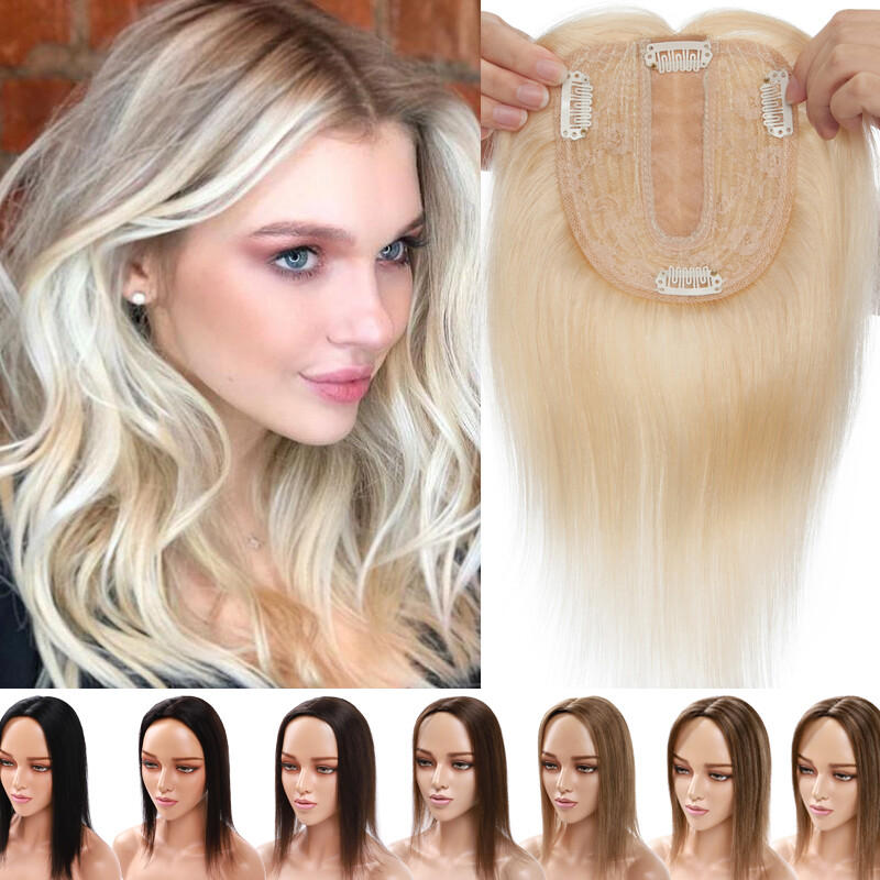 CLEARANCE Topper Hairpiece Remy/Clip In Toupee Top Piece Human Hair Silk Base 12