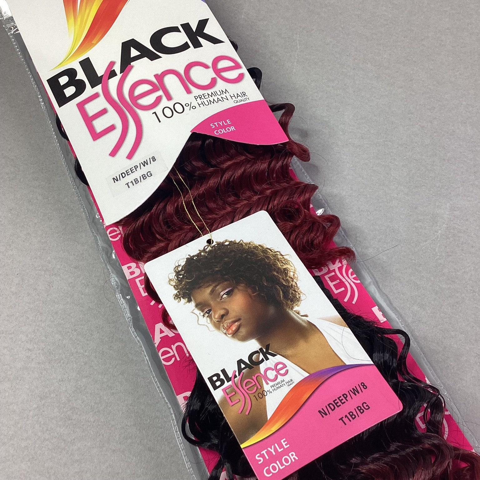 BLACK Essence N/DEEP/W/8 T1B/BG Human Hair Weave Extensions Wavy Burgundy