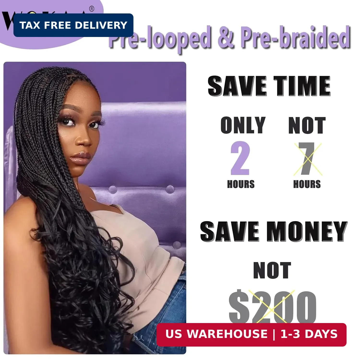 French Curl Crochet Braids 12 Inch Goddess Box Braids Crochet Hair 8 Packs Pre L
