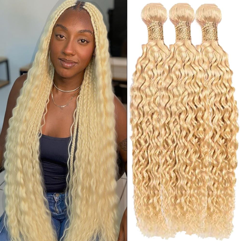 Habiliana 613 Blonde Jerry Curly Human Hair Bundles 12 14 16 Inch