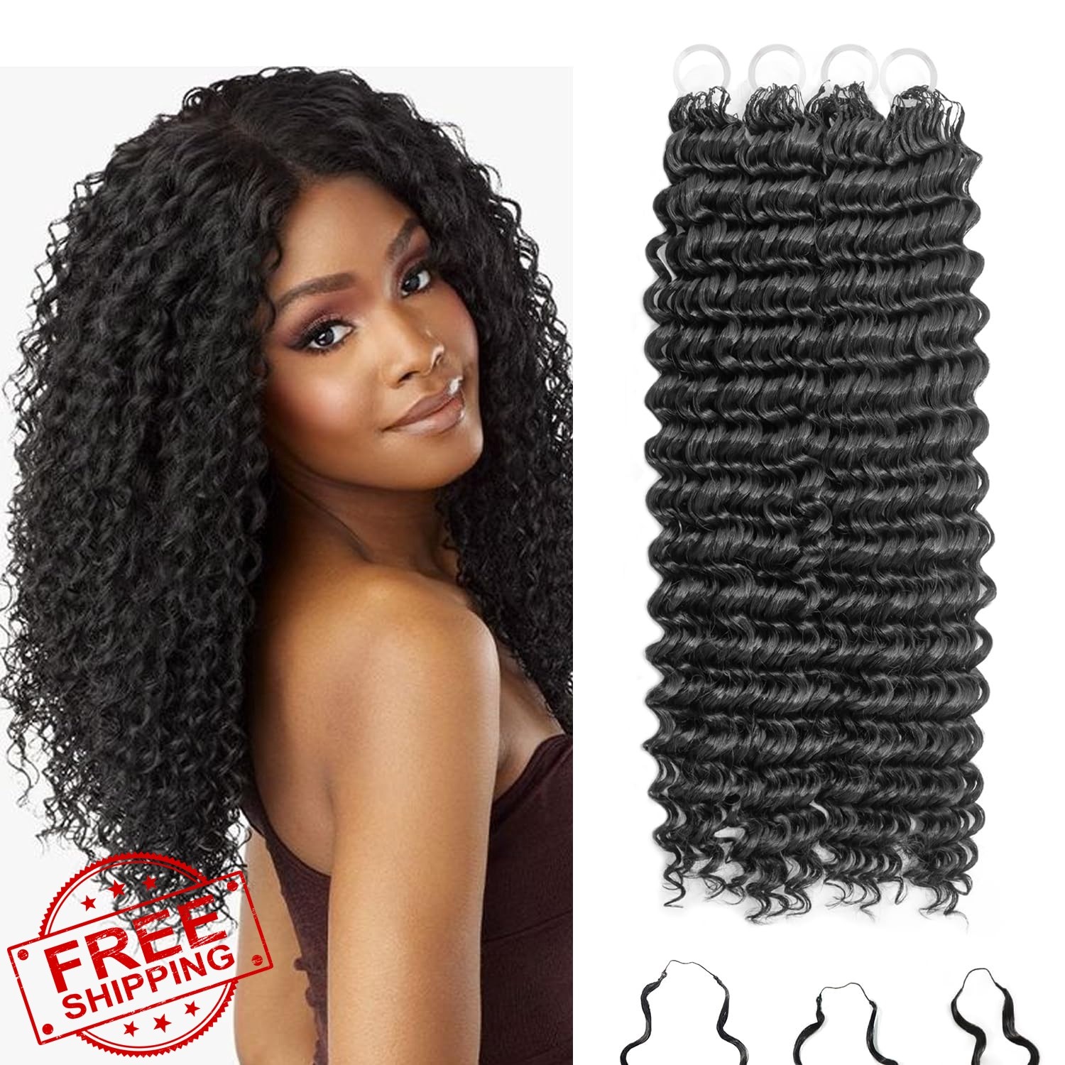 Peliri Deep Wave Crochet Hair 20 Inch 1B 100 Strands