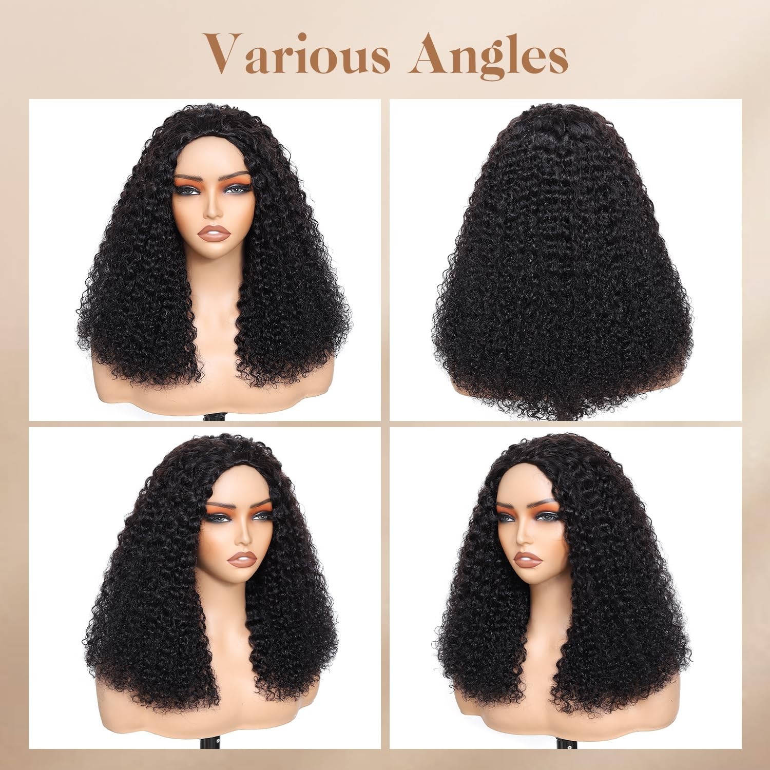 Kinky Curly Half Wig 200 Density Drawstring Seamless Flip Over 24″ Glueless Wig