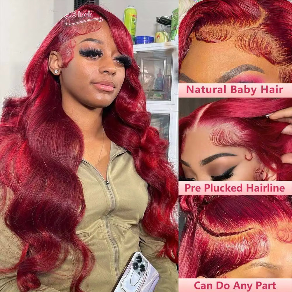 9Burgundy Wavy Human Hair Bundles Full Ends PRE PLUCKED Thick Full Wine Red Body