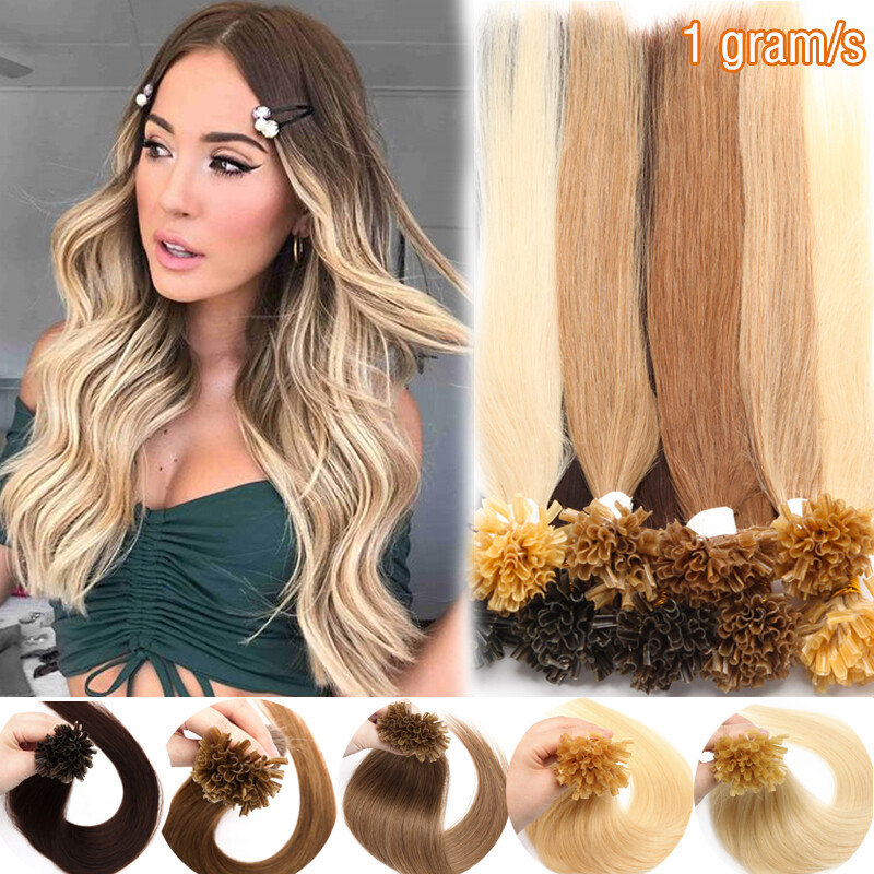 100G Thick U Tip Nail Tip Extensions Pre Bonded Keratin Human Hair Extensions US