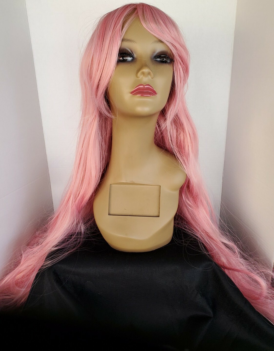 Long Pink Wig Cosplay Party Halloween Wig Full Synthetic Anime Adjustable Cap