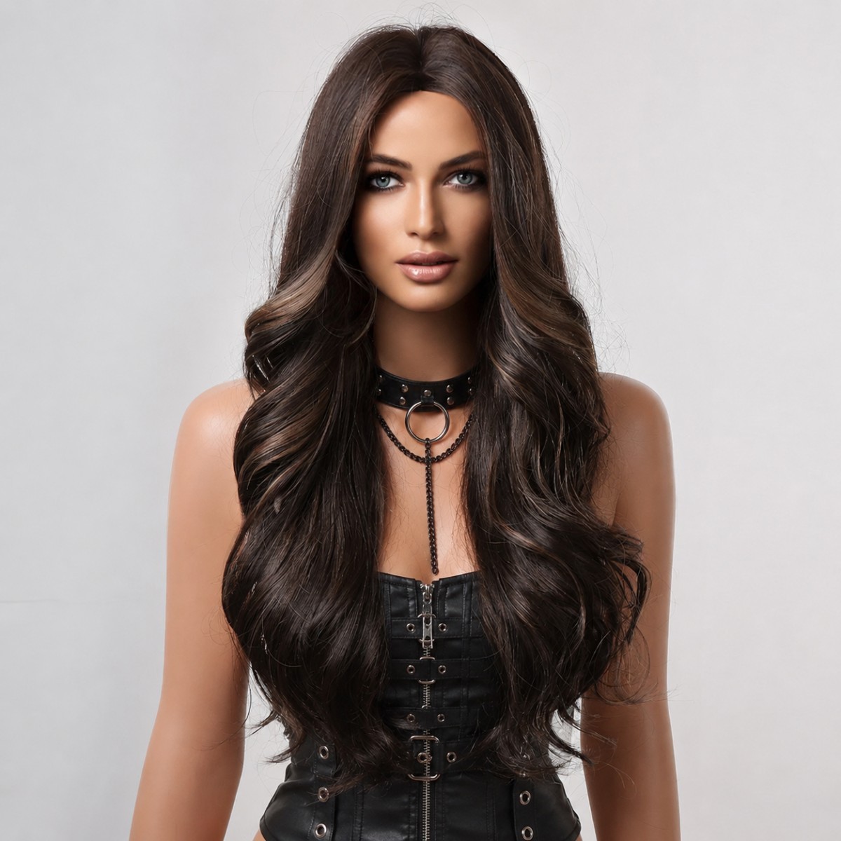Synthetic Hair Heat Resistant Long Wavy Mixed Brown Cosplay Wigs Layered Women