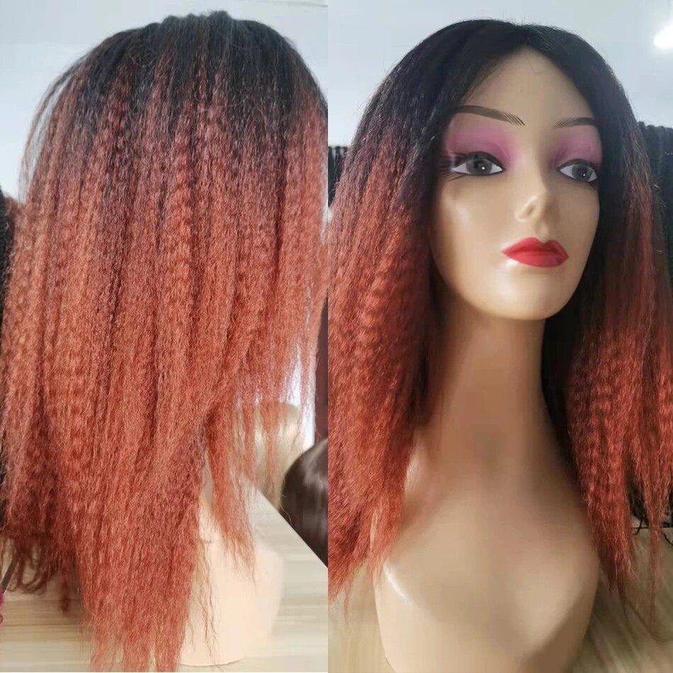 Synthetic Kinky Straight African YaKi Hair Dreadlock Curly Ombre Wig For Women