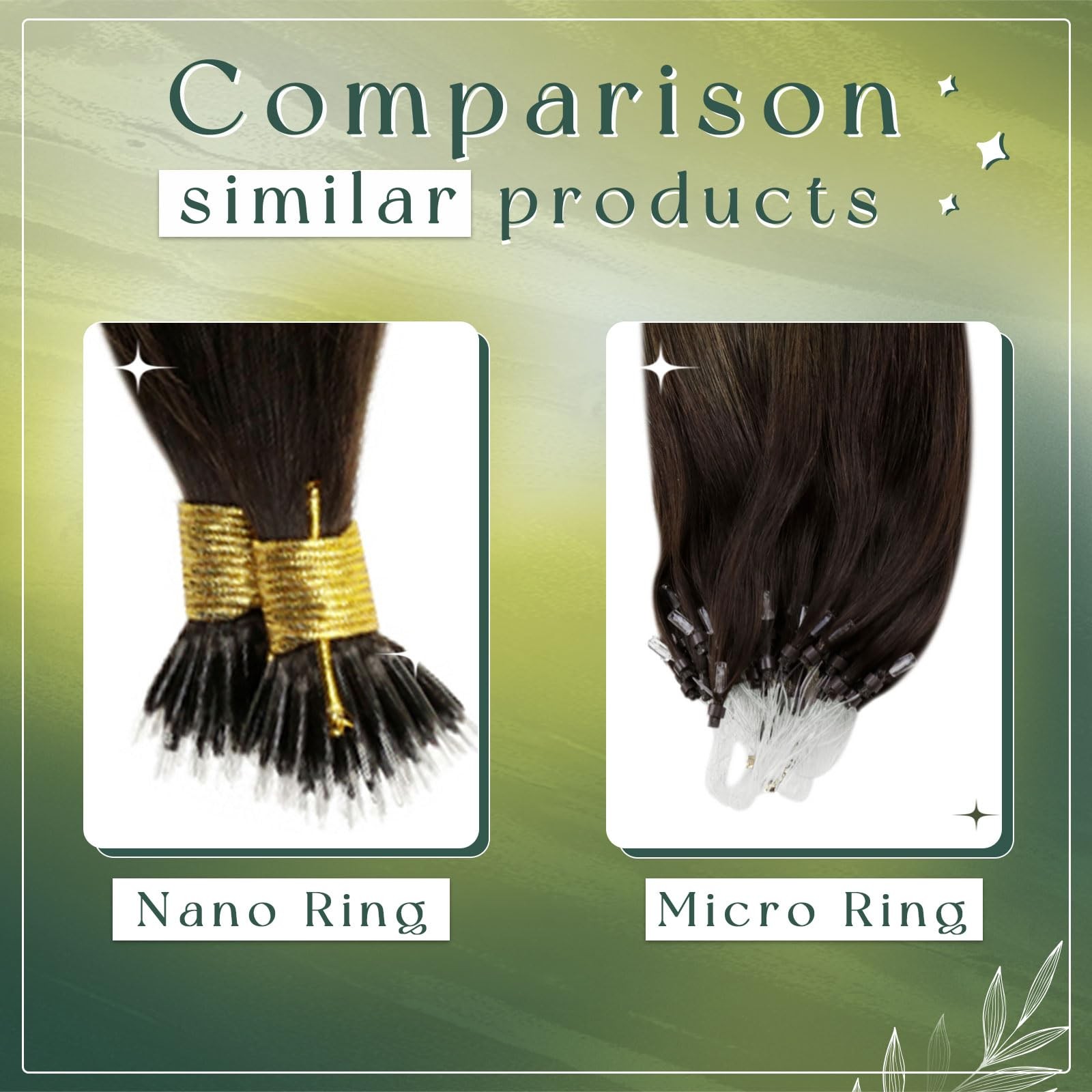 Runature Nano Hair Extentions Human Hair Dark Brown Balayage Light Brown Nano