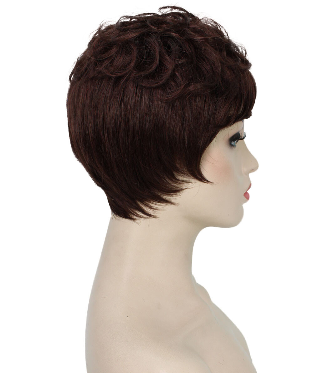 Veronica – Curly Kanekalon Synthetic Fiber Full Wig, 2-4.5 in, Dark Auburn