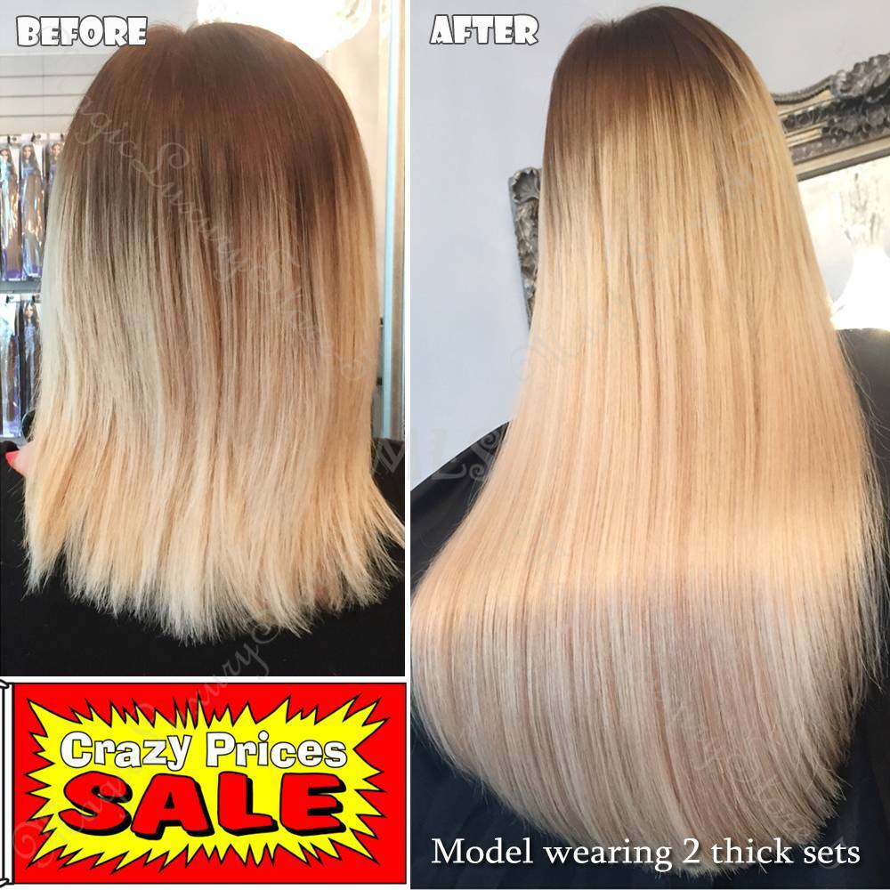 Russian 100% Remy Human Hair Extensions One Piece Clip In 3/4Full Head Weft Long