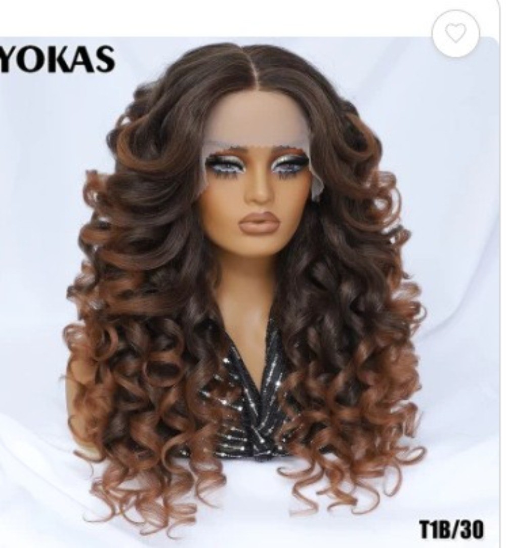 24 Inch Thick Long Curly Glueless Lace Full Head Wig For Women Synthetic Hair