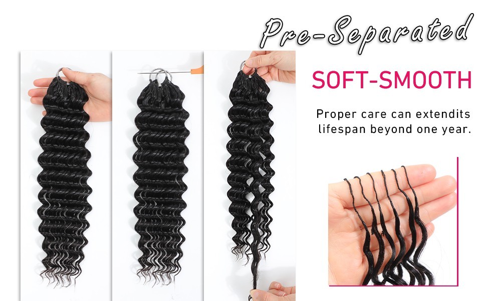 22-24″ 60g Human Hair Crochet Deep Wave for Black Women Miracle Knots 30 Strands