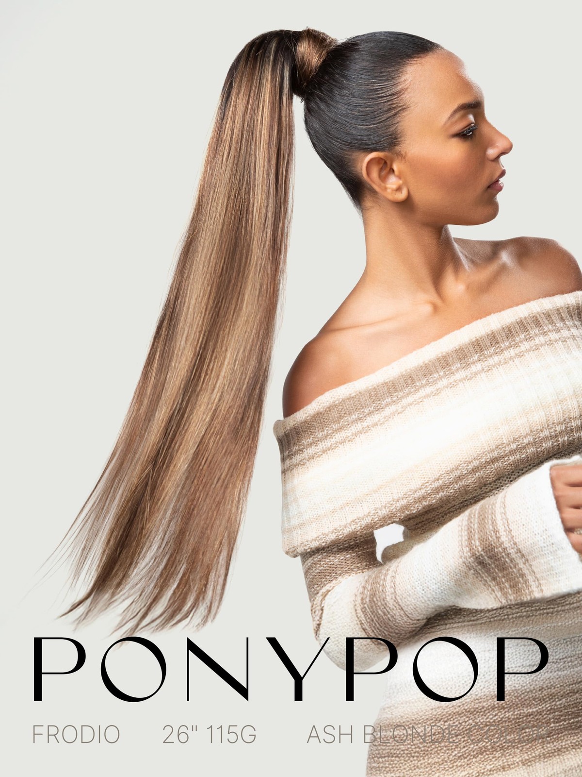 Frodio Clip In Ponytail Extension Human Hair For Women Straight 26 Inches Long
