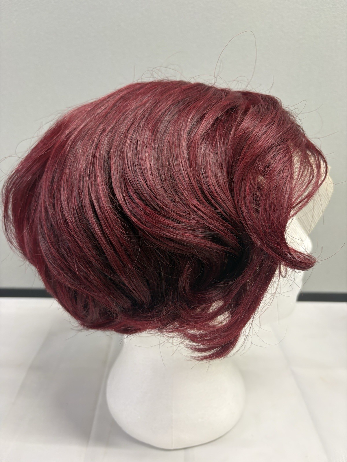GLUELESS Lace Front Wig Short Burgundy Red 99J Pixie Bob Solid Comfort Cap