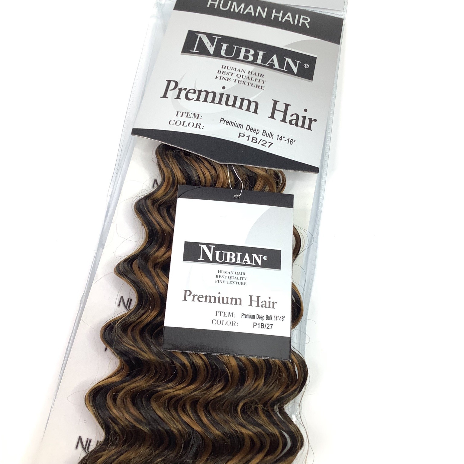 NUBIAN Premium Human Hair Extensions Deep Bulk 14-16″ Wavy P1B/27