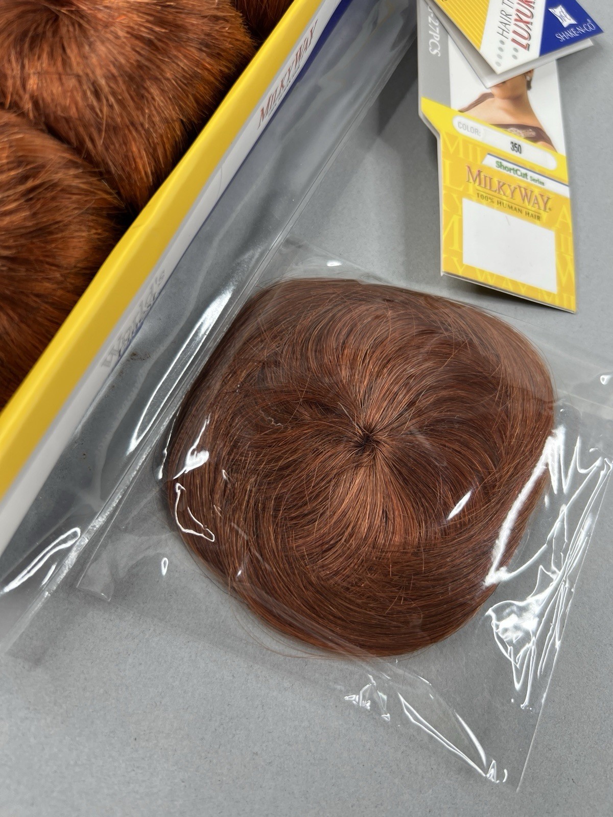 Milky Way #350 Copper Human Hair 27 Pc Piece Track Weft Extensions Short Style