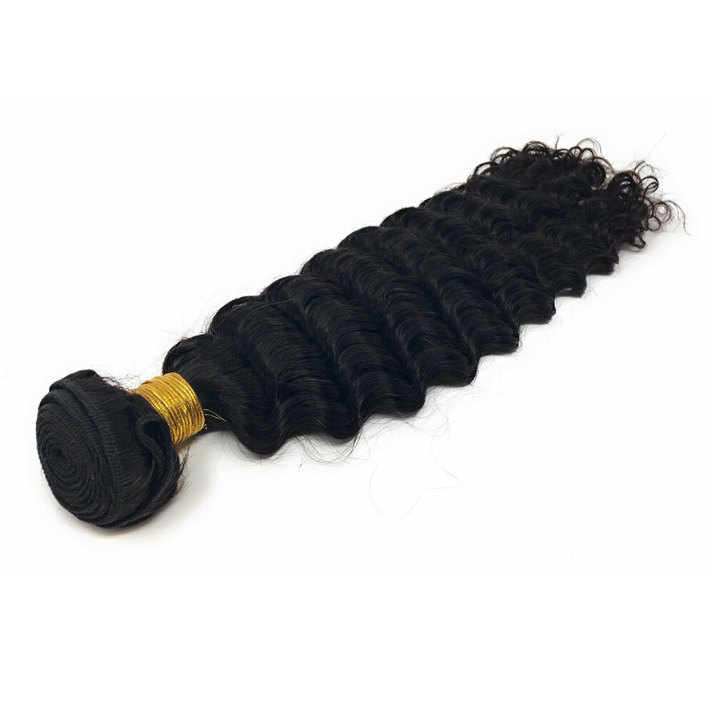 Deep Wave Black Color 1B Brazilian 100 Human Virgin Hair Weave 1 or 3 Bundles