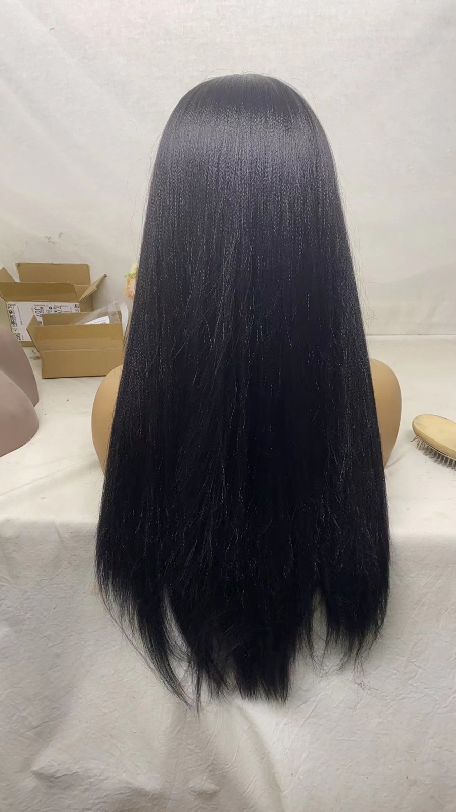 Long Straight Yaki Wig Sexy Black High Temperature Fiber Hair For Black Women US